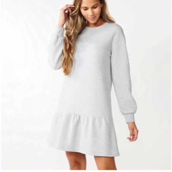 Nine West Heather Grey Sweatshirt Dress: Size Medium - Picture 2 of 9